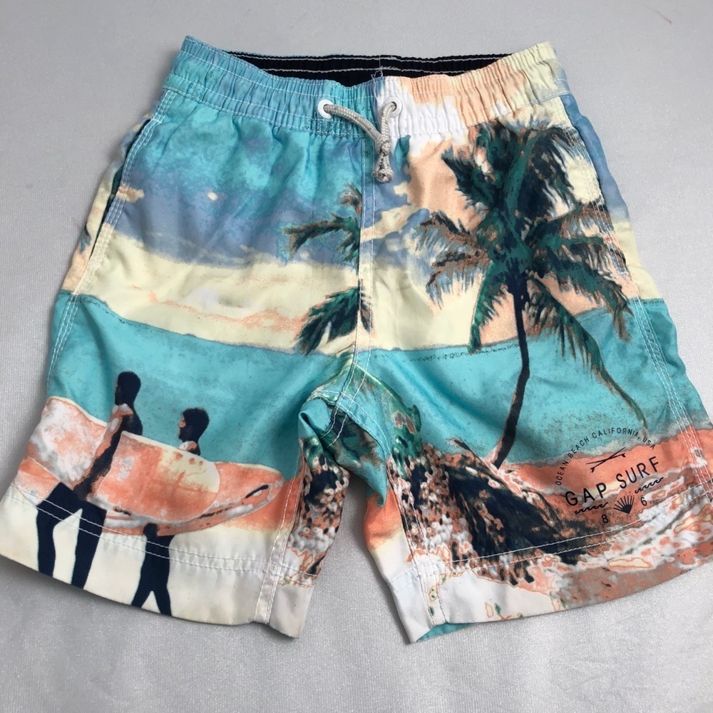 Gap Surf multicolor lined drawstring swim trunks with pockets